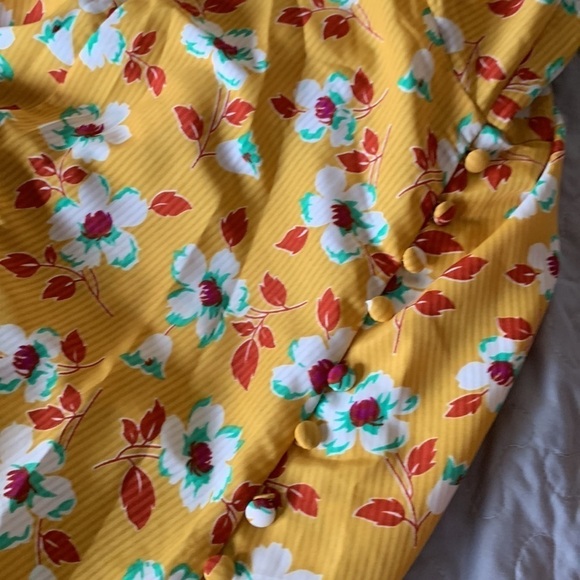 ASOS DESIGN frill neck midi tea dress in yellow floral print open back size‎ 4 - Picture 6 of 15